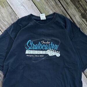 VTG 90s Fruit of the Loom Fender Stratocaster Guitar Mens T-shirt Blk Sz XL